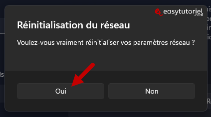 reinitialiser parametres reseau carte ethernet wi fi internet windows 11 4