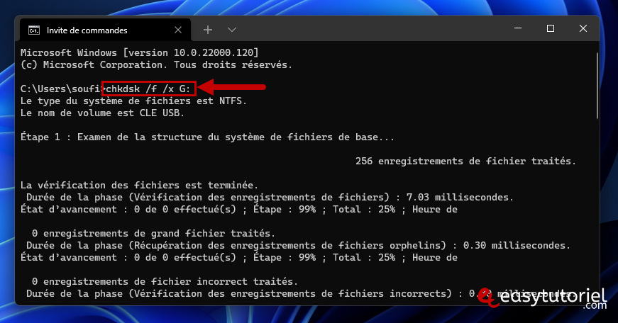 reparer cle usb endommagee flasher windows 11 9 windows terminal chkdsk g usb cle