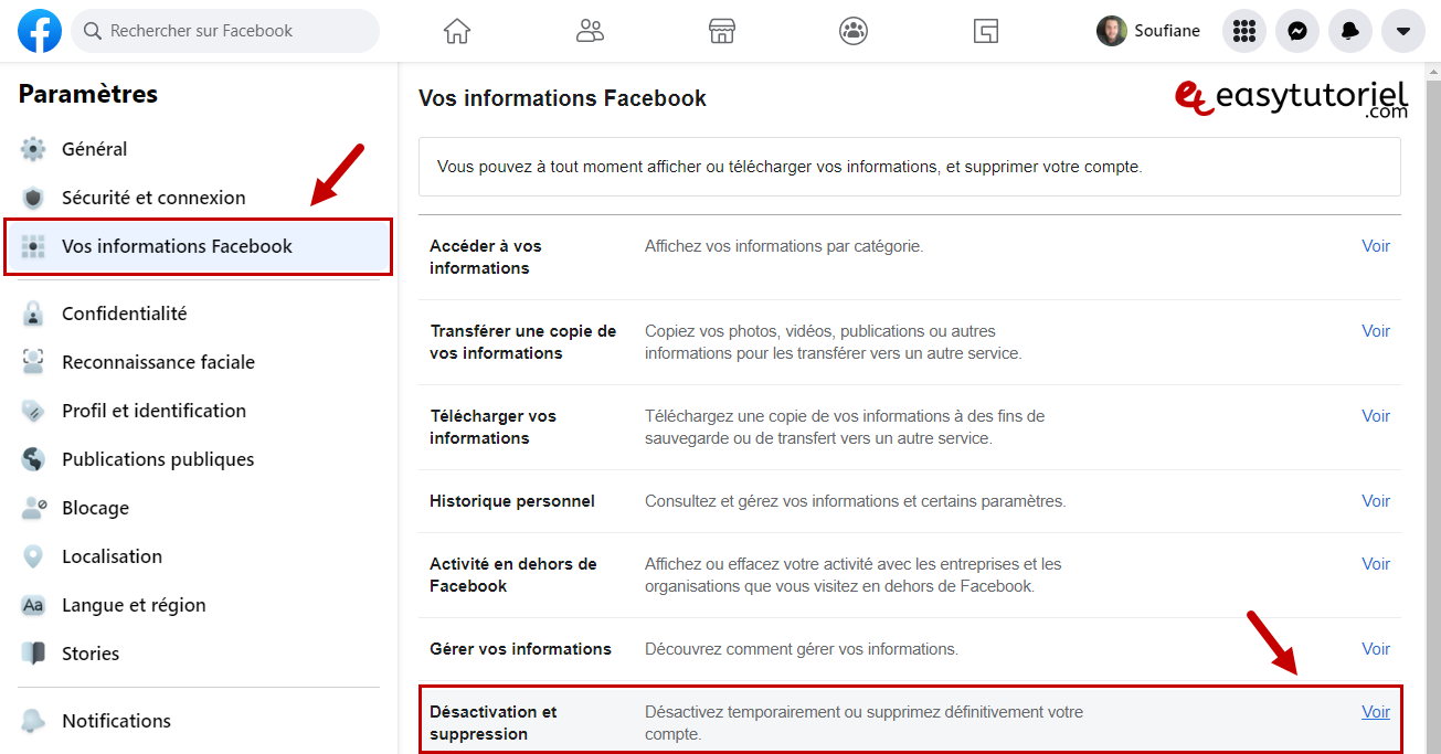 supprimer desactiver compte facebook definitivement 3 vos informations facebook desactivation et suppression