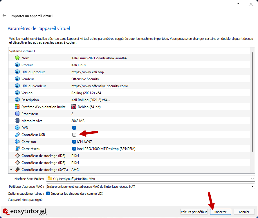telecharger installer kali linux ova virtualbox machine virtuelle windows 11 7