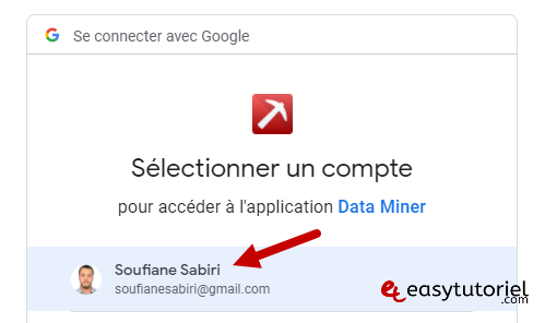 web scraping extraction de donnees sans programmation sans code data scraper 4 selectionner un compte google