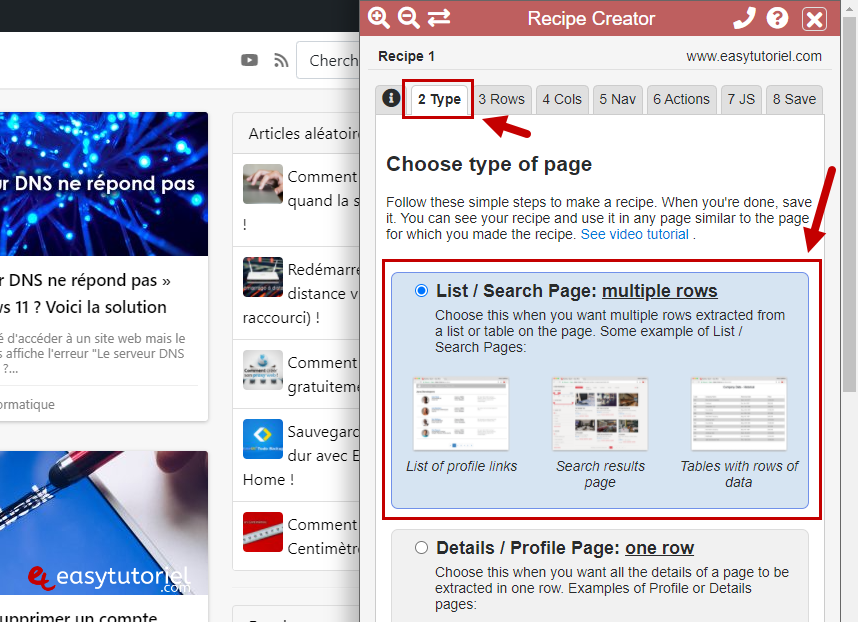 web scraping extraction de donnees sans programmation sans code data scraper 7 list search page
