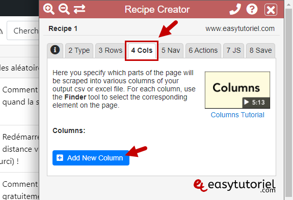web scraping extraction de donnees sans programmation sans code data scraper 9 add new column