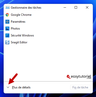 accelerer windows 11 1 gestionnaire des taches plus de details