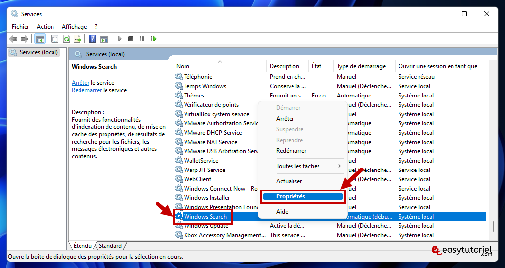 accelerer windows 11 23 service windows search proprietes