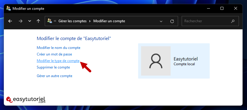 activer se connecter en tant administrateur windows 11 21 modifier le type de compte