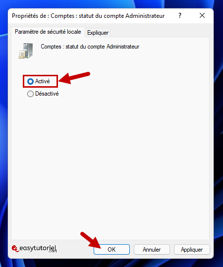 activer se connecter en tant administrateur windows 11 9 statut du compte administrateur active