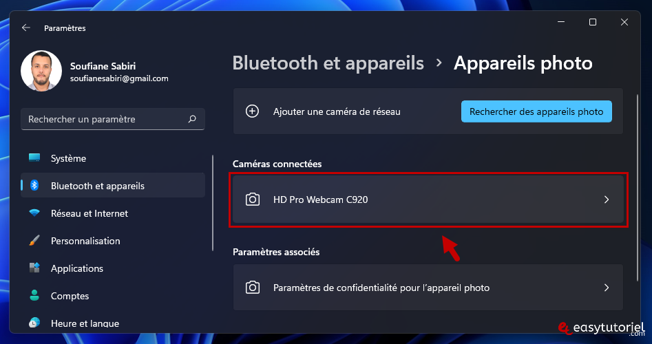ajuster luminosite camera webcam windows 11 7