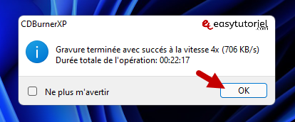 graver un cd audio windows 6 gravure terminee
