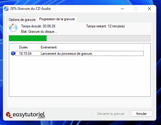 gravure en cours burnercdxp animation