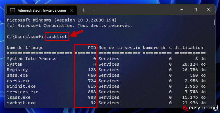 pid processus windows 6 tasklist cmd windows terminal