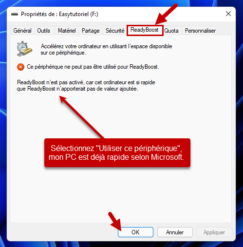 readyboost windows 11 usb lecteur activer