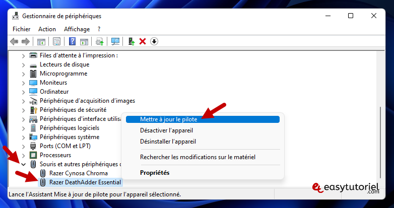 reparer molette roulette clic windows 5 mettre a jour le pilote