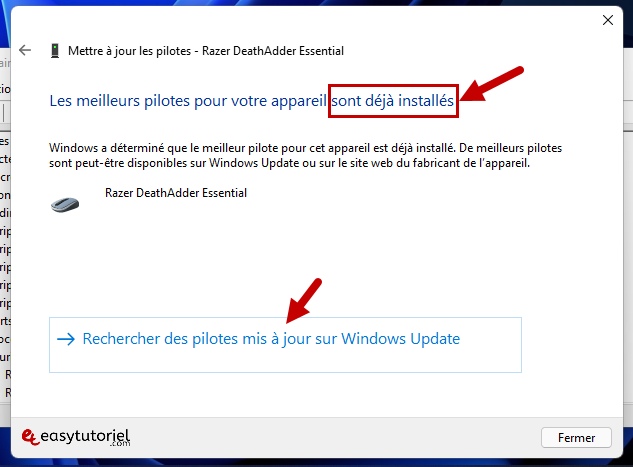reparer molette roulette clic windows 7 rechercher des pilotes mis a jour