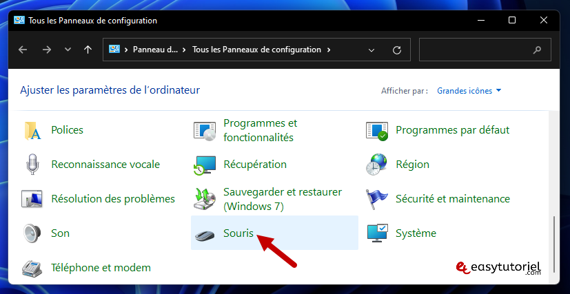 reparer molette roulette clic windows 9 souris panneau de configuration
