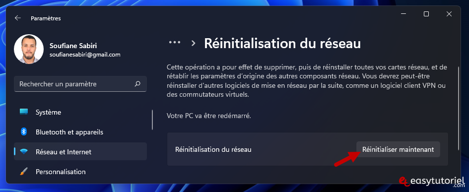 reparer pas d acces internet 13 reinitialiser maintenant