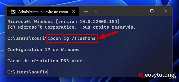 reparer pas d acces internet 2 ipconfig flushdns