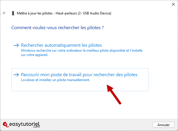 reparer probleme son windows 11 10 parcourir mon poste pilote