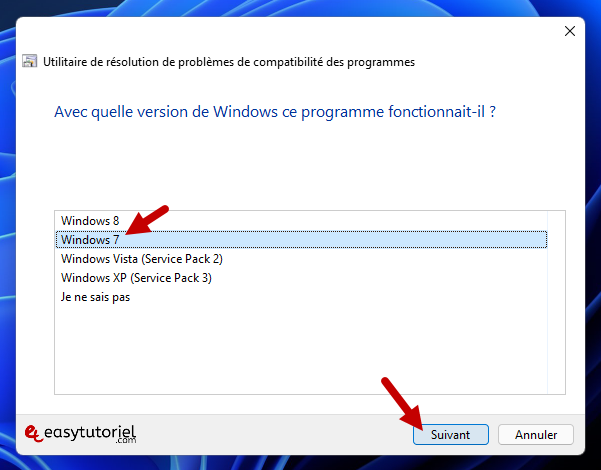 solution 7 avec quelle version windows programme fonctionnait it
