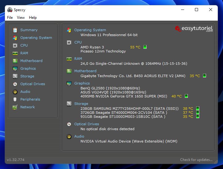 tester performance windows 11 benchmark 7 speccy