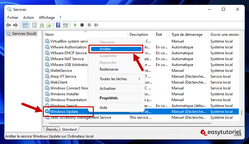 vider cache windows 11 12 windows update arreter