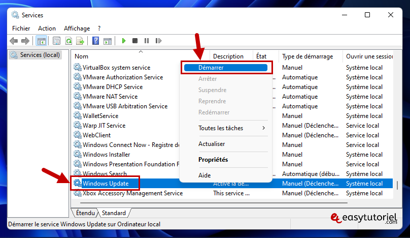 vider cache windows 11 15 demarrer windows update
