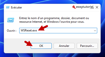 vider cache windows 11 16 wsreset