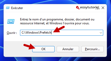 vider cache windows 11 3 prefetch