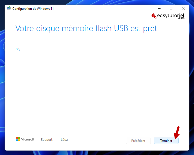 cle usb bootable windows 11 7 termine