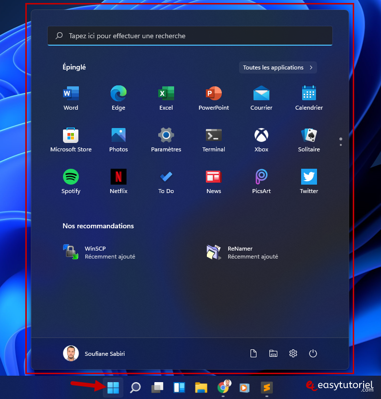 desactiver animation menu demarrer windows 11 3