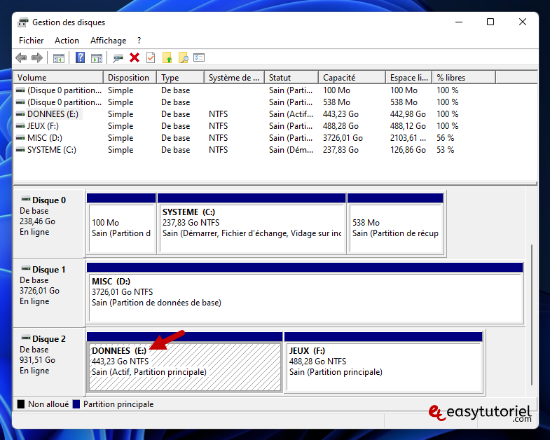 recuperer partition perdue 15