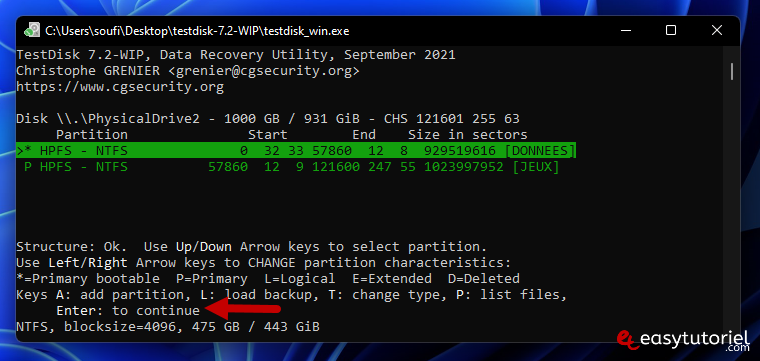 recuperer partition perdue 9