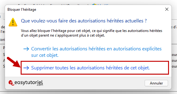 desactiver software reporter tool windows 11 9 supprimer toutes les autorisations heritees de cet objet