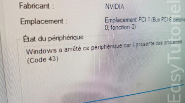 erreur code 43 windows a arrete ce peripherique car il presente des problemes solution