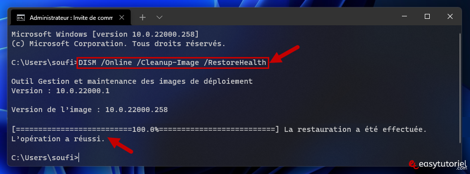 reparer erreur 0xc00007b windows logiciel solution 14 dism online cleanup image restorehealth