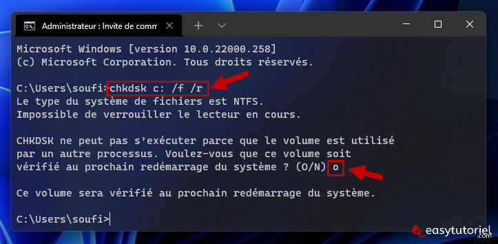 reparer erreur 0xc00007b windows logiciel solution 15 chkdsk c f r