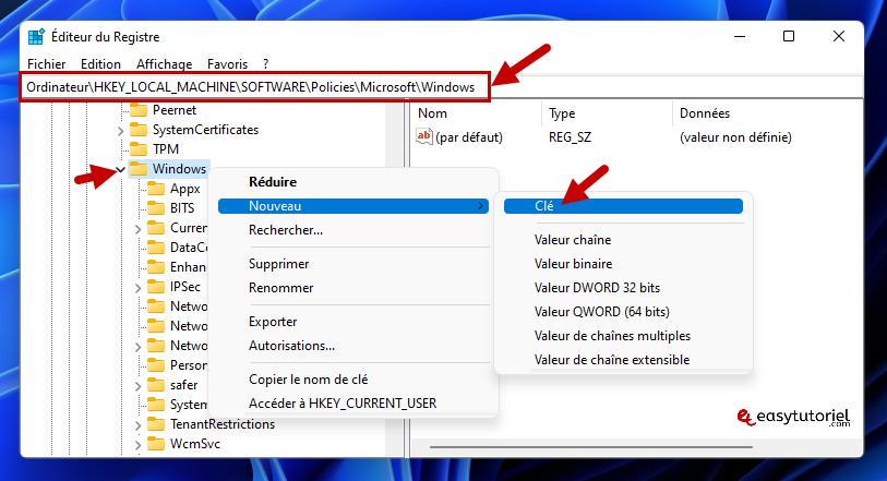 bloquer windows update 7 editeur de registre