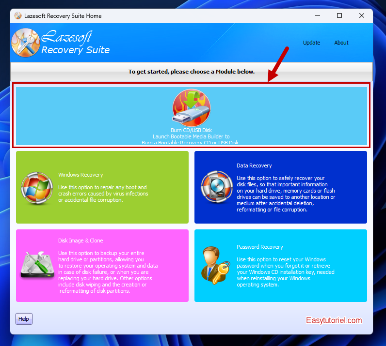 lazesoft creer cle usb bootable