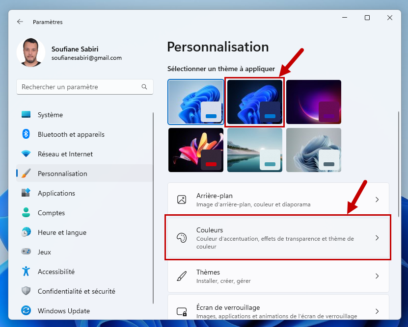 mode sombre windows 11 2 couleurs