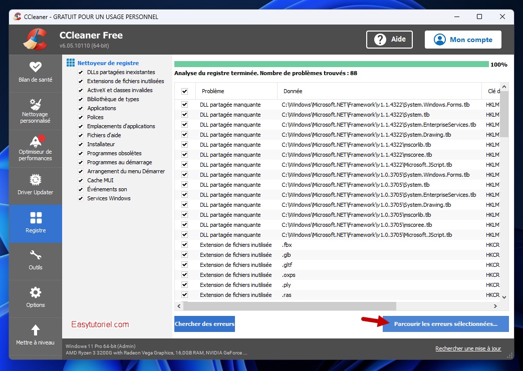 nettoyer registre ccleaner 3