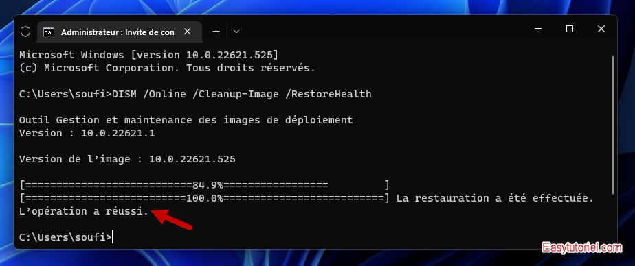 reparer registre 3 dism reussi