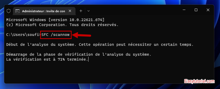reparer registre 4 sfc scannow