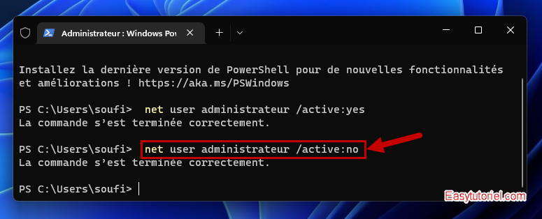 Votre administrateur IT a limite acces 3 net user administrateur active no