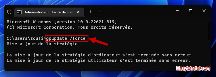 desactiver cacher programmes fonctionnalites panneau de configuration 8 gpupdate force