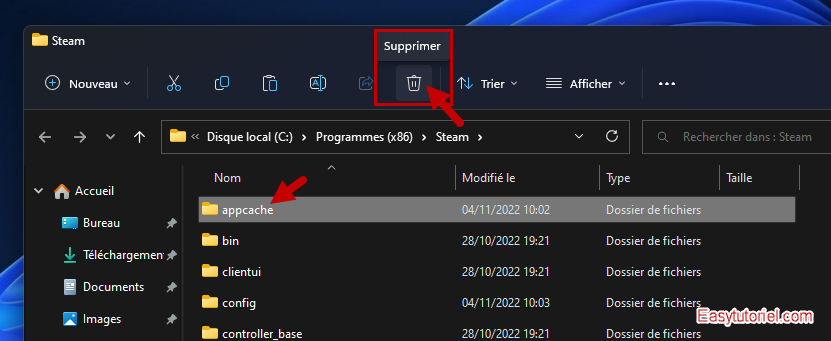 steam ne se lance pas 8 supprimer appcache