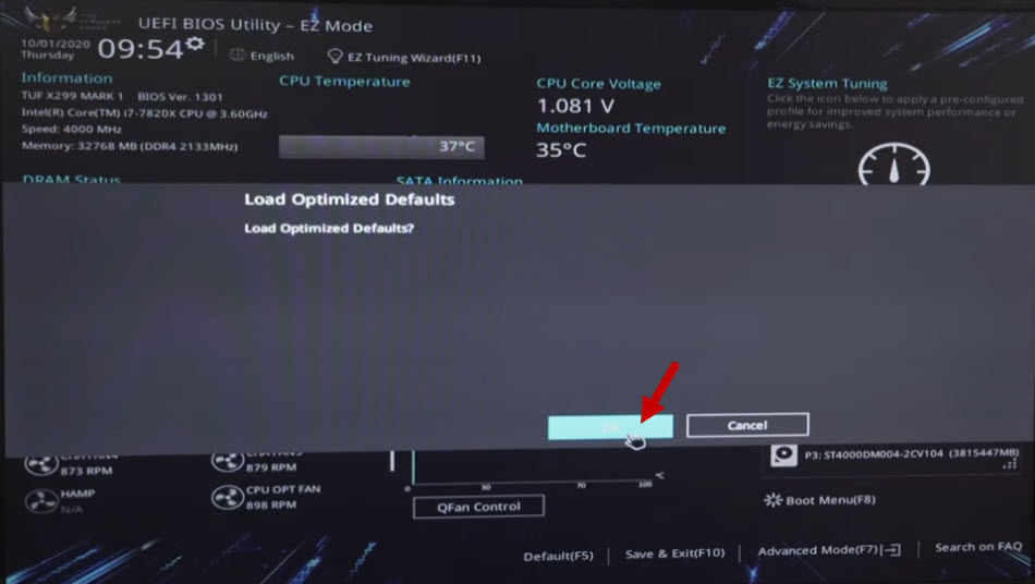 WHEA UNCORRECTABLE ERROR solution bios 2 load optimized defaults