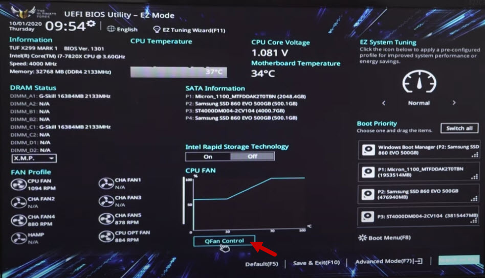 WHEA UNCORRECTABLE ERROR solution bios 3 qfan control