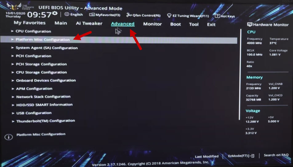 WHEA UNCORRECTABLE ERROR solution bios 6 platform misc configuration