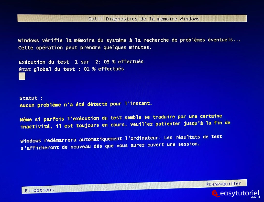outil diagnostics de la memoire windows