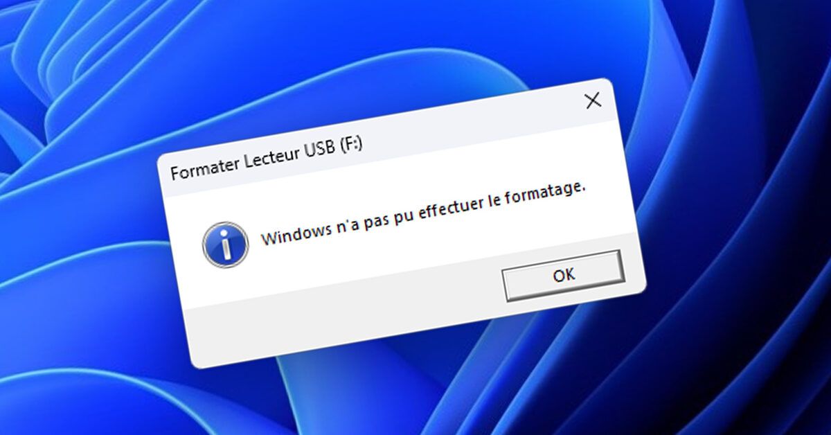 windows n a pas pu effectuer le formatage windows 11 10 solution erreur probleme